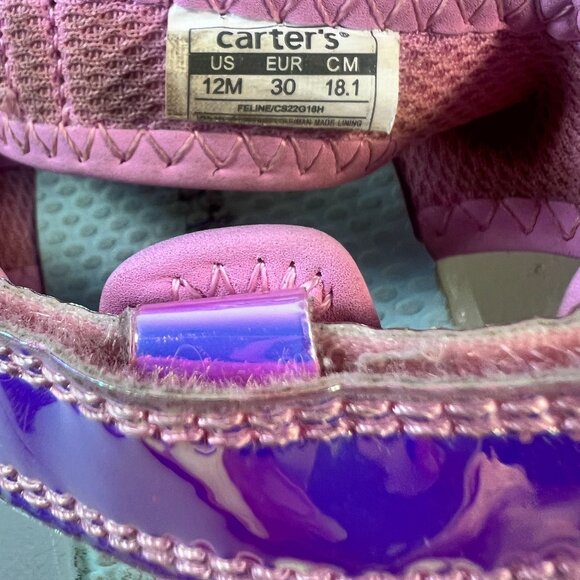 Carters Toddler Shoes Unicorn Sandals Size 12Month Pink & Holographic - Picture 4 of 4